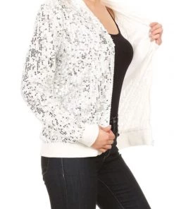 Anna Kaci New Arrivals Sequin Bomber Zip-Up Track Jacket