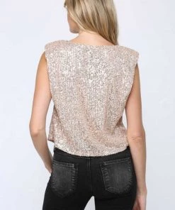 Fate Sequin Padded Shoulder Top