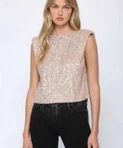 Fate Sequin Padded Shoulder Top