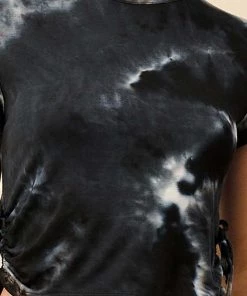 Heart & Hips New Arrivals Side Ruched Tie Dye Tee