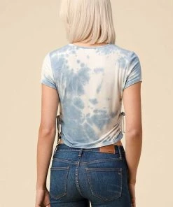 Heart & Hips New Arrivals Side Ruched Tie Dye Tee