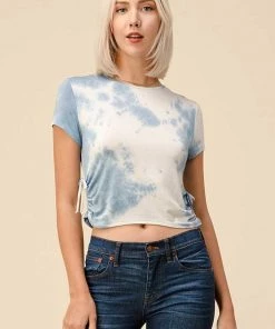 Heart & Hips New Arrivals Side Ruched Tie Dye Tee