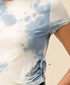 Heart & Hips New Arrivals Side Ruched Tie Dye Tee