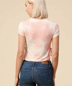 Heart & Hips New Arrivals Side Ruched Tie Dye Tee