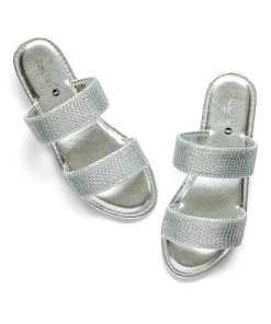 MILK MONEY Metallic Double Strap Sandals