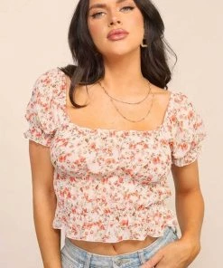 Timing Smocked Floral Print Top