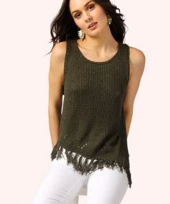 Hem & Thread Sophie Asymmetrical Fringe Knit Tank Top Clothing 5 Hem & Thread Sophie Asymmetrical Fringe Knit Tank Top Clothing