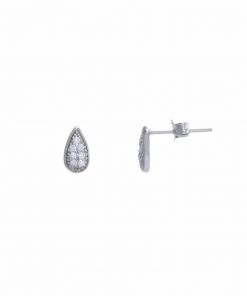 Athra New Arrivals Sterling Pavé Teardrop Stud Earrings