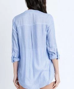 Love Tree New Arrivals Striped Button Down Tunic Blouse