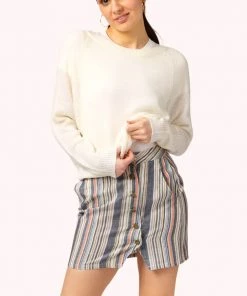 Hyfve Clothing Striped Button-Front Mini Skirt