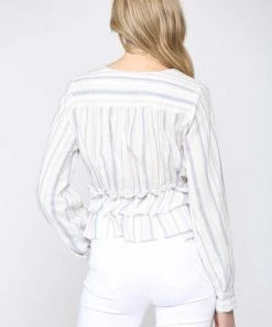 Fate New Arrivals Striped Long Sleeve Peplum Top
