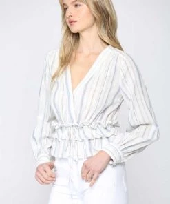 Fate New Arrivals Striped Long Sleeve Peplum Top
