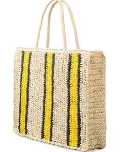 MILK MONEY - DropShip New Arrivals Striped Straw Tote Bag 10 MILK MONEY - DropShip New Arrivals Striped Straw Tote Bag