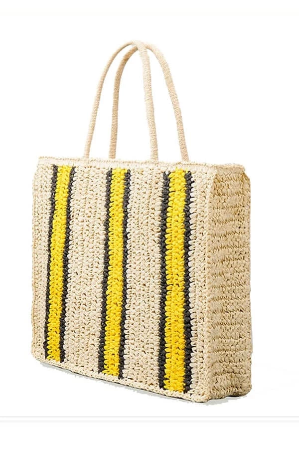MILK MONEY - DropShip New Arrivals Striped Straw Tote Bag 4 MILK MONEY - DropShip New Arrivals Striped Straw Tote Bag