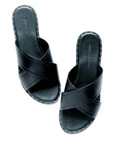 Urban Shoes Studded Crossband Slide Sandals