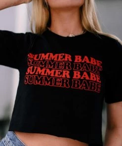 WKNDER New Arrivals Summer Babe Graphic Crop Tee