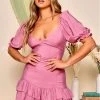 Peach Love New Arrivals Sweetheart Neckline Ruffle Dress