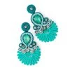 Treasure Jewels Teal Crystal Fan Earrings