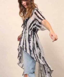 Timing New Arrivals Tie Dye Kimono Cover Up