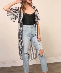 Timing New Arrivals Tie Dye Kimono Cover Up