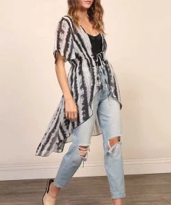 Timing New Arrivals Tie Dye Kimono Cover Up