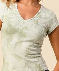 Heart & Hips Tie Dyed V-Neck Short Sleeve Tee