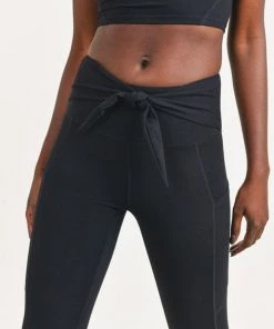 Mono B Tie-Front High Waist Leggings With Pockets New Arrivals