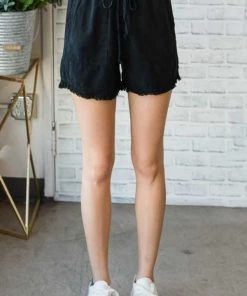 Veveret New Arrivals Tie Waist Acid Washed Tencel Shorts 10 Veveret New Arrivals Tie Waist Acid Washed Tencel Shorts