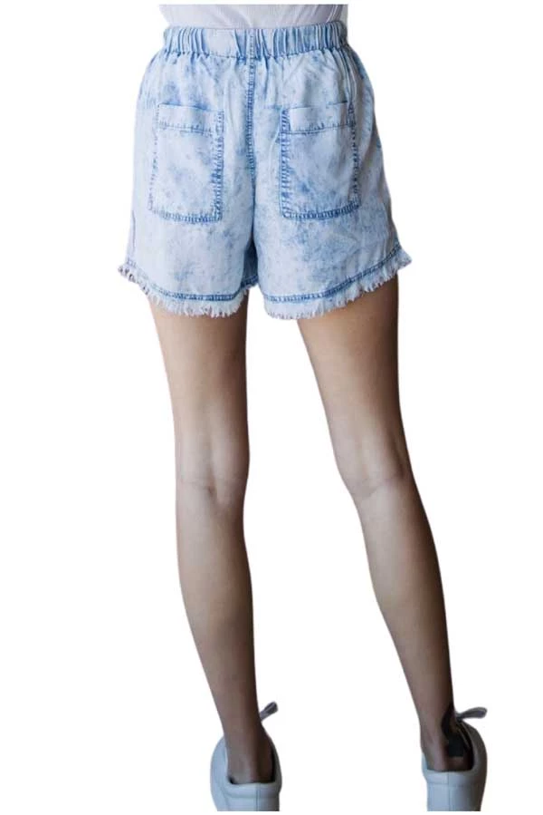 Veveret New Arrivals Tie Waist Acid Washed Tencel Shorts 6 Veveret New Arrivals Tie Waist Acid Washed Tencel Shorts