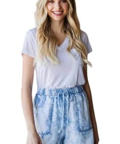 Veveret New Arrivals Tie Waist Acid Washed Tencel Shorts 13 Veveret New Arrivals Tie Waist Acid Washed Tencel Shorts