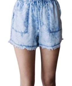 Veveret New Arrivals Tie Waist Acid Washed Tencel Shorts 9 Veveret New Arrivals Tie Waist Acid Washed Tencel Shorts