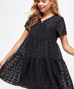 Solution Tiered Lace Tunic Mini Dress