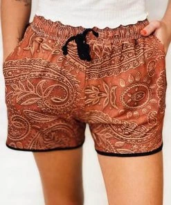 Shiying Fashion New Arrivals Tribal Print Drawstring Mid Waist Shorts