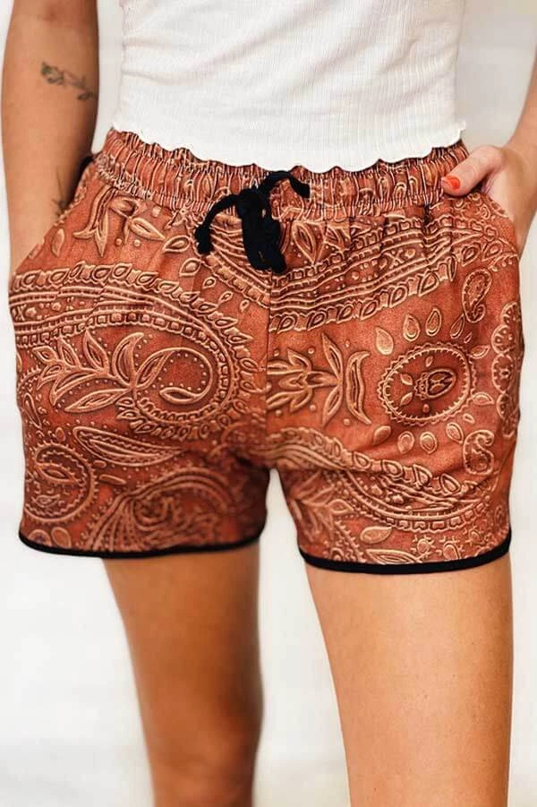 Shiying Fashion New Arrivals Tribal Print Drawstring Mid Waist Shorts 1 Shiying Fashion New Arrivals Tribal Print Drawstring Mid Waist Shorts
