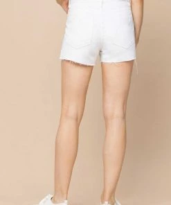 Hidden Two Tone Distressed High Rise Denim Shorts New Arrivals