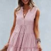 Supreme Fashion V Neck Ruffled Sleeveless Babydoll Dress