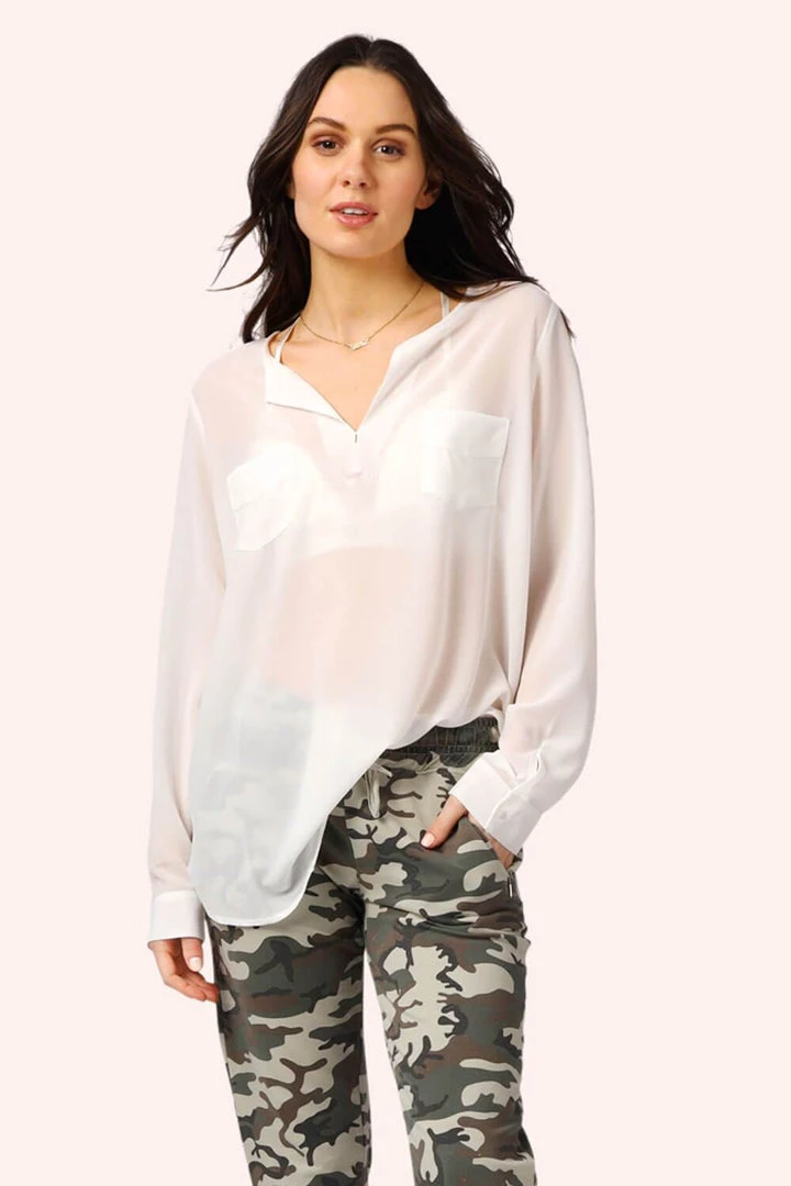 Nostalgia Tops V-neck 2 Pocket Long Sleeve Flowy Top 1 Nostalgia Tops V-neck 2 Pocket Long Sleeve Flowy Top