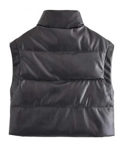 MILK MONEY - DropShip New Arrivals Faux Leather Cropped Puffer Vest