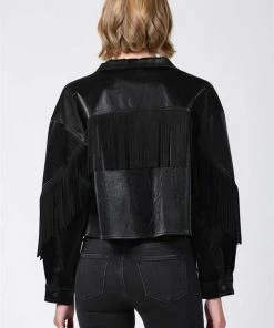 Fate New Arrivals Velvet Fringe Denim Jacket