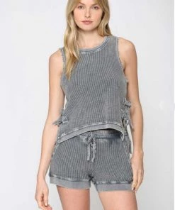 Fate Washed Waffle Knit Top New Arrivals