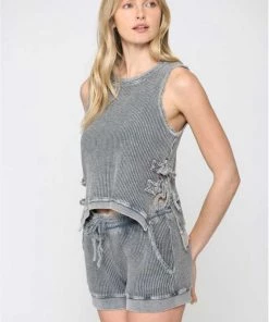 Fate Washed Waffle Knit Top New Arrivals