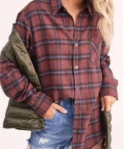 La Miel New Arrivals Wave Plaid Top