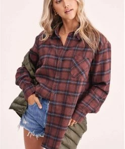 La Miel New Arrivals Wave Plaid Top