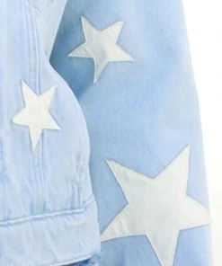 Veveret New Arrivals White Star Patch Denim Jacket