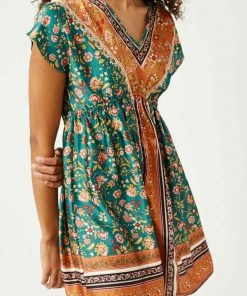 Hayden V-Neck Border Printed Tunic Mini Dress New Arrivals