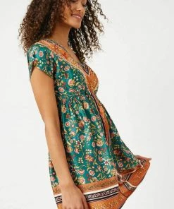 Hayden V-Neck Border Printed Tunic Mini Dress New Arrivals